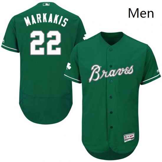 Mens Majestic Atlanta Braves 22 Nick Markakis Green Celtic Flexbase Authentic Collection MLB Jersey